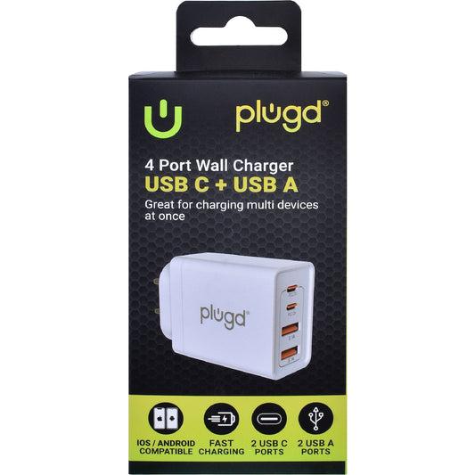 Plugd 4 In 1 Wall Charger Usb A & C Each