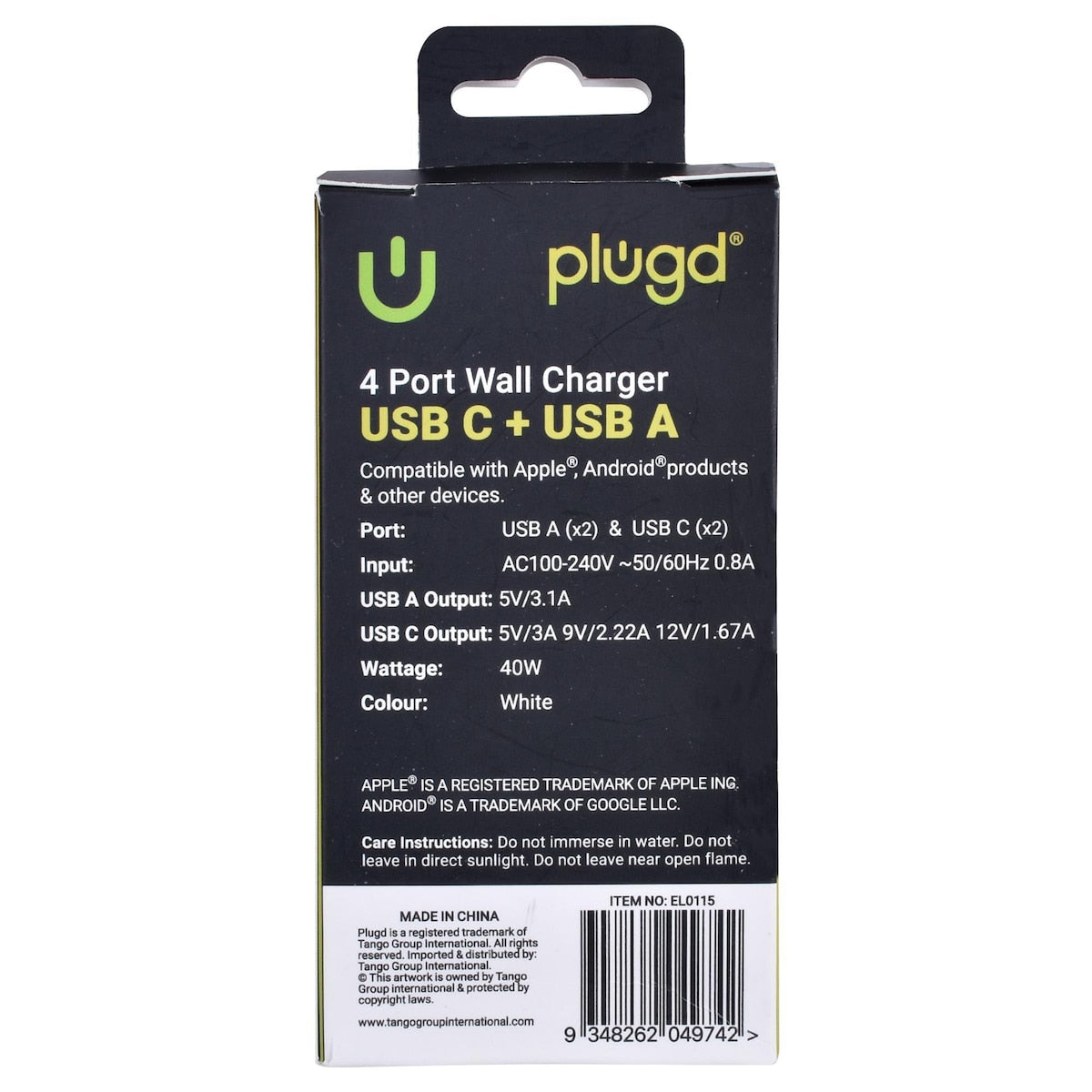 Plugd 4 In 1 Wall Charger Usb A & C Each