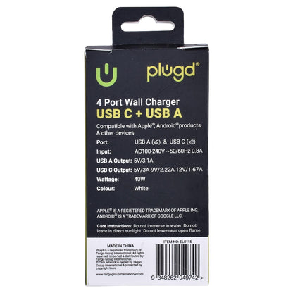 Plugd 4 In 1 Wall Charger Usb A & C Each