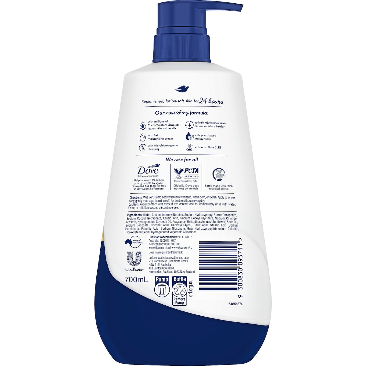 Dove Advanced Body Wash Triple Moisturising 700ml
