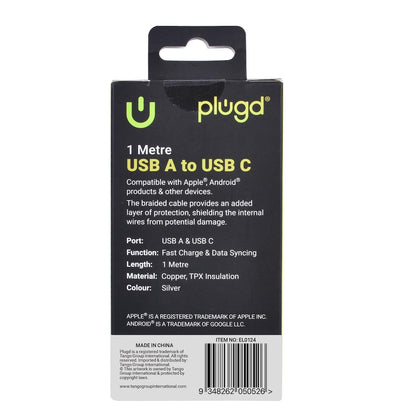 Plugd Usb A To C Cable 1m Each