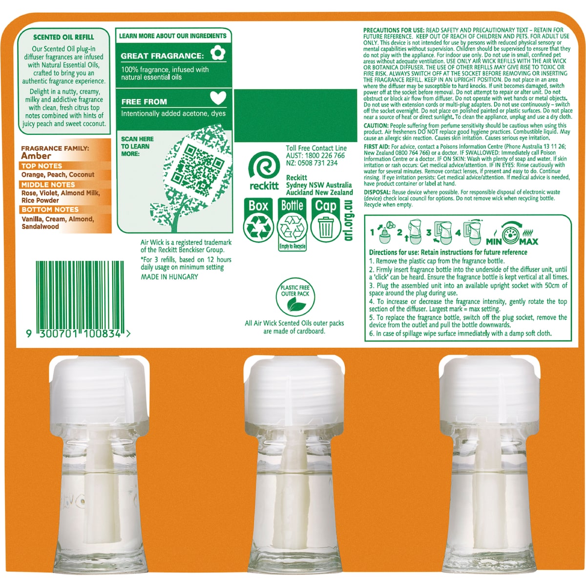 Air Wick 2x Essential Oil Vanilla & Shea Butter Plug In Refill 19ml X 3 Pack