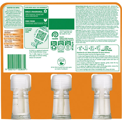 Air Wick 2x Essential Oil Vanilla & Shea Butter Plug In Refill 19ml X 3 Pack