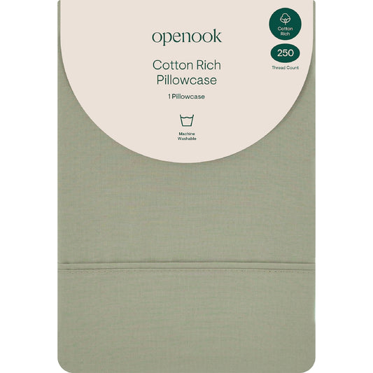 Openook 250tc Cotton Rich Pillowcase Green Each