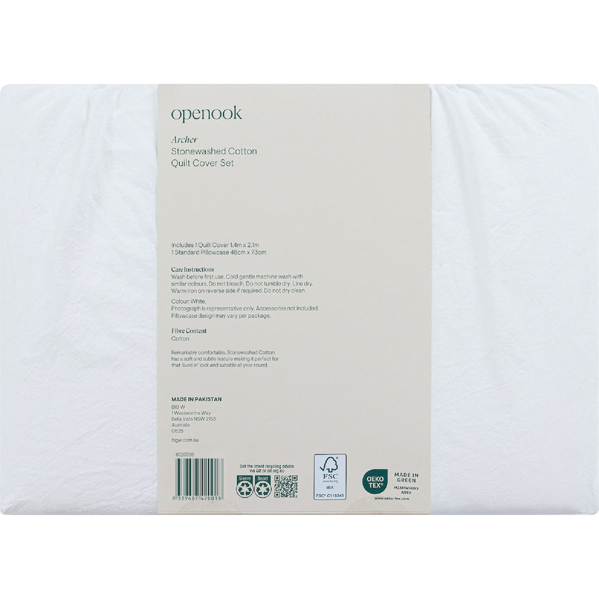 Openook Cotton Quilt Cover Set Single Bed Assorted Each