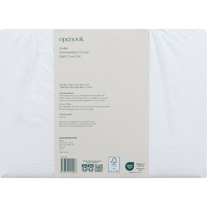 Openook Cotton Quilt Cover Set Single Bed Assorted Each