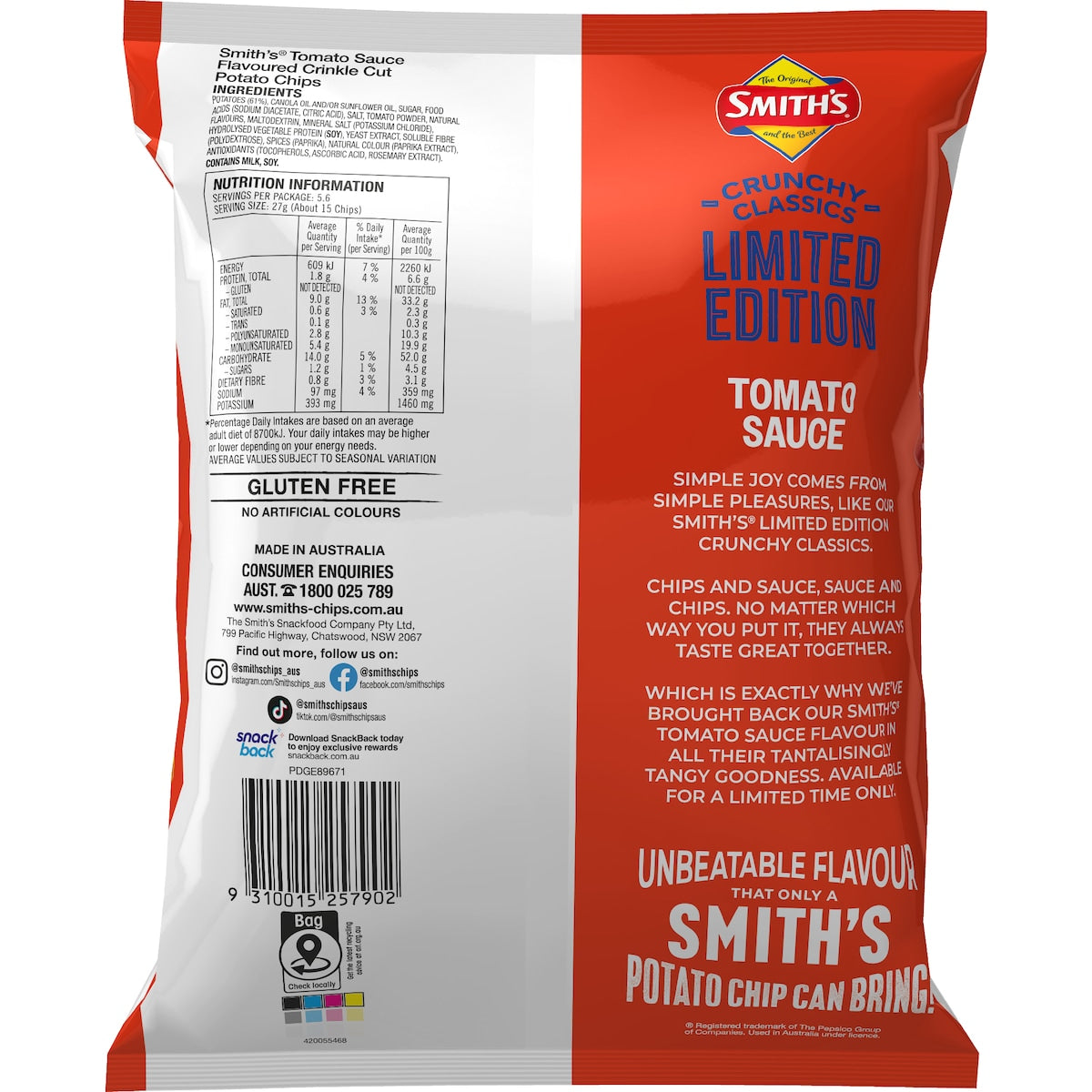 Smiths Crinkle Classic Tomato Sauce 150g