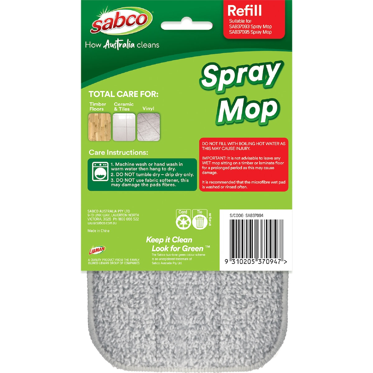 Sabco Spray Mop Handle Refill Each