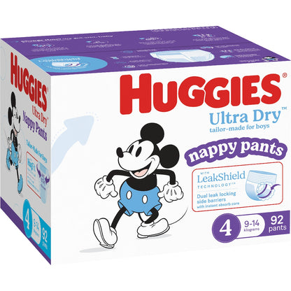 Huggies Ultra Dry Mega Nappy Pants For Boys Size 4 92 Pack
