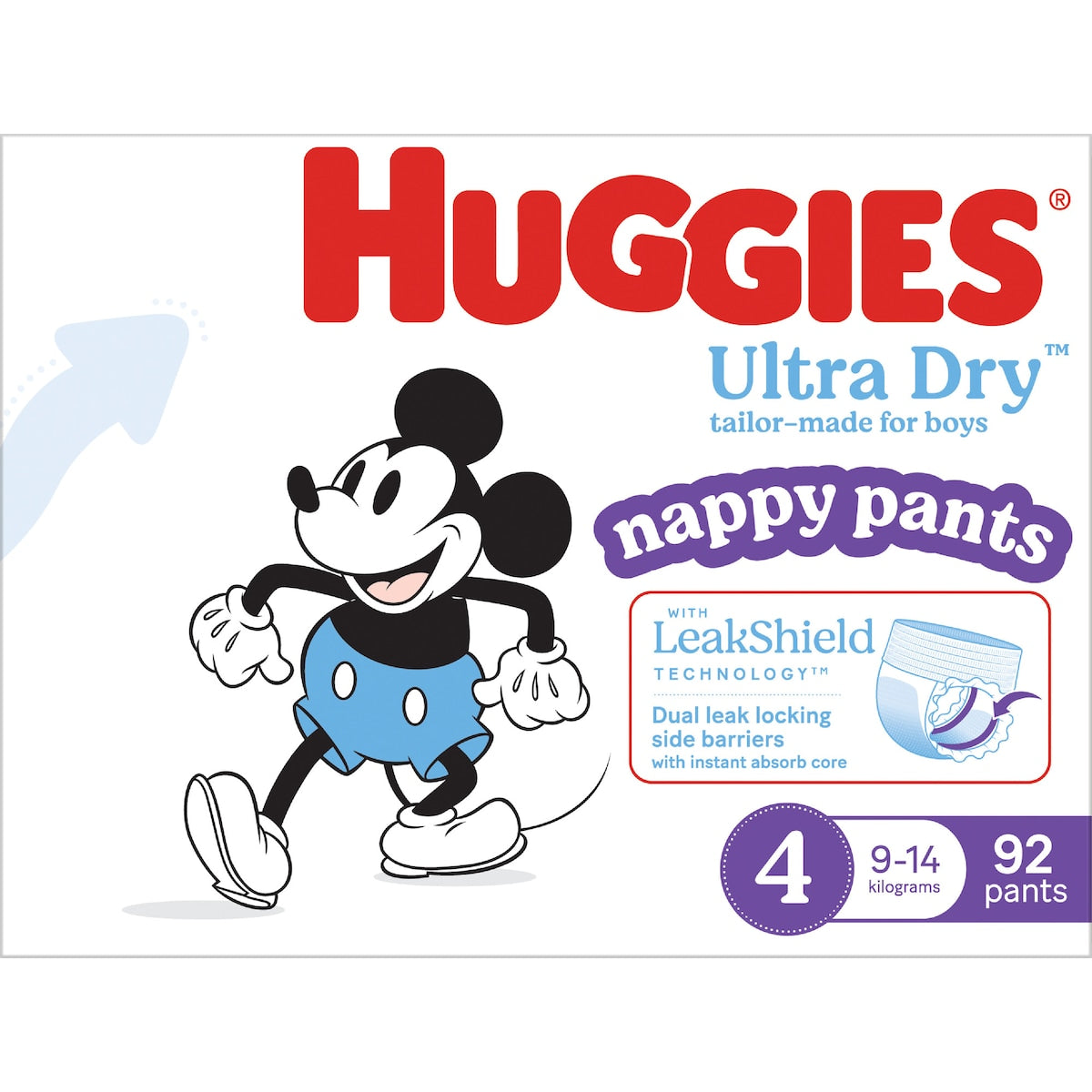 Huggies Ultra Dry Mega Nappy Pants For Boys Size 4 92 Pack