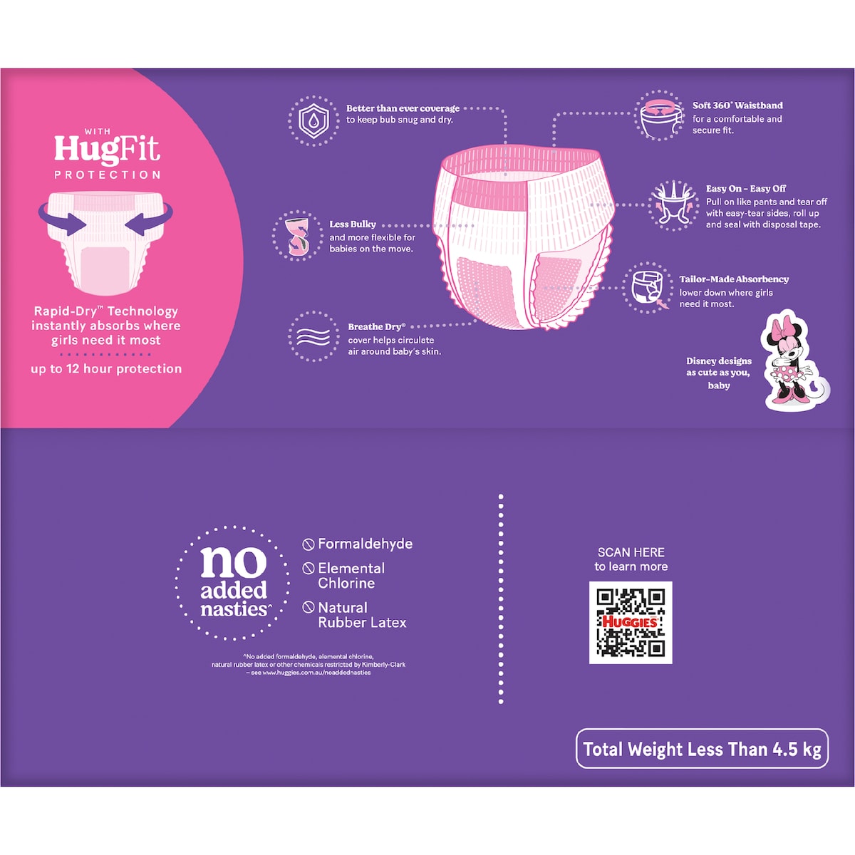 Huggies Ultra Dry Mega Nappy Pants For Girls Size 4 92 Pack