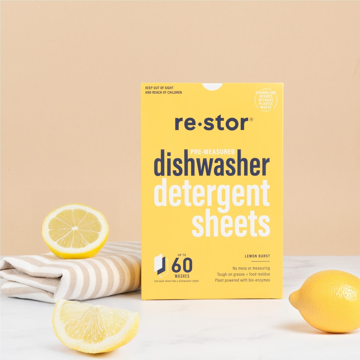 Restor Dishwasher Detergent Sheets Lemon Burst 60 Pack