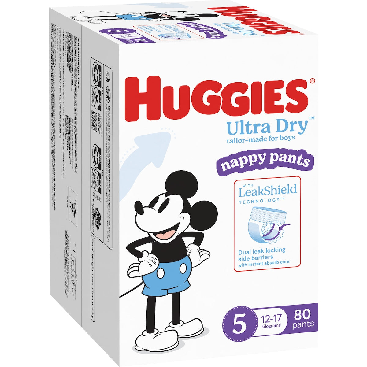 Huggies Ultra Dry Mega Nappy Pants For Boys Size 5 80 Pack