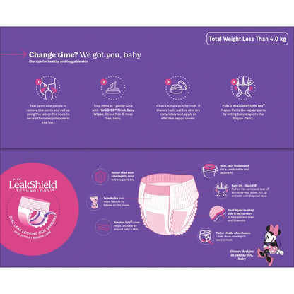 Huggies Ultra Dry Mega Nappy Pants For Girls Size 5 80 Pack