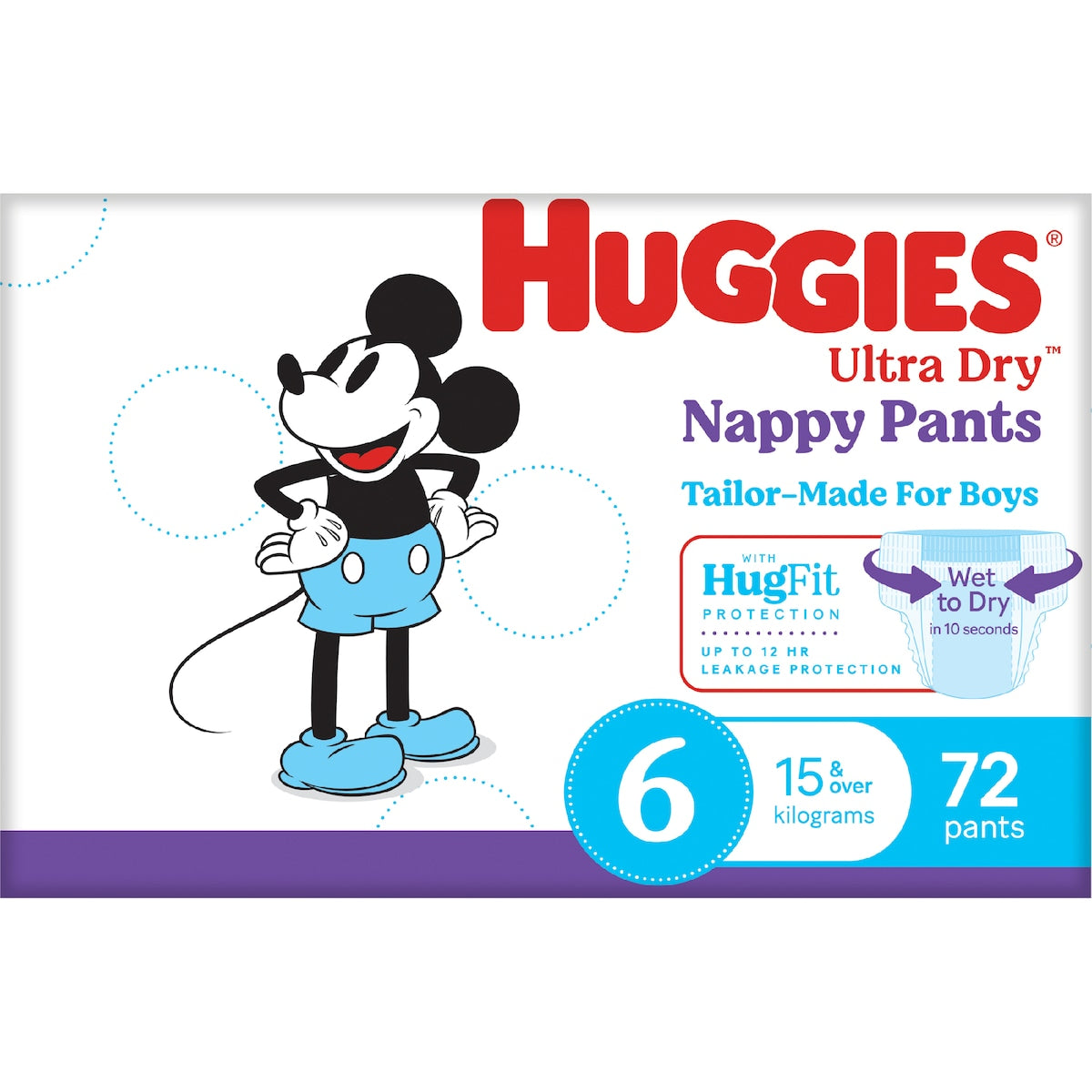 Huggies Ultra Dry Mega Nappy Pants For Boys Size 6 72 Pack