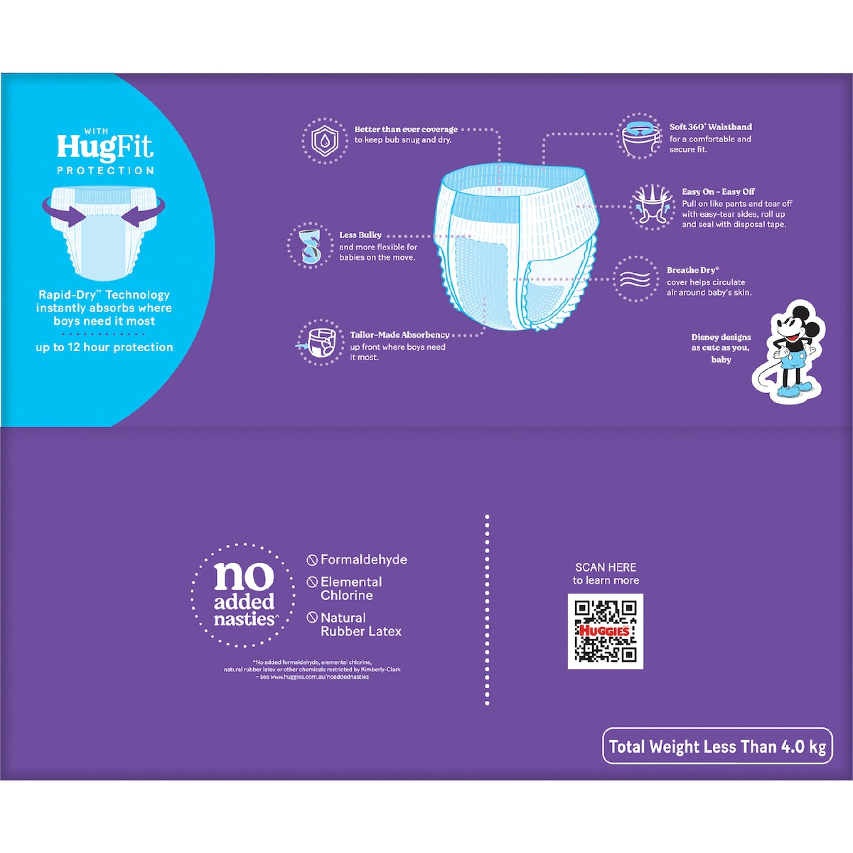 Huggies Ultra Dry Mega Nappy Pants For Boys Size 6 72 Pack