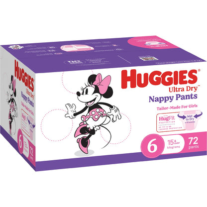 Huggies Ultra Dry Nappy Pants Girls Size 6 (15+kg) 72 Pack
