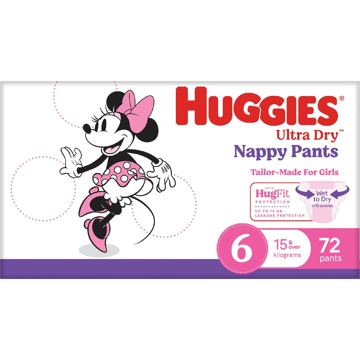 Huggies Ultra Dry Nappy Pants Girls Size 6 (15+kg) 72 Pack
