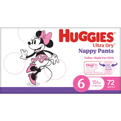 Huggies Ultra Dry Nappy Pants Girls Size 6 (15+kg) 72 Pack