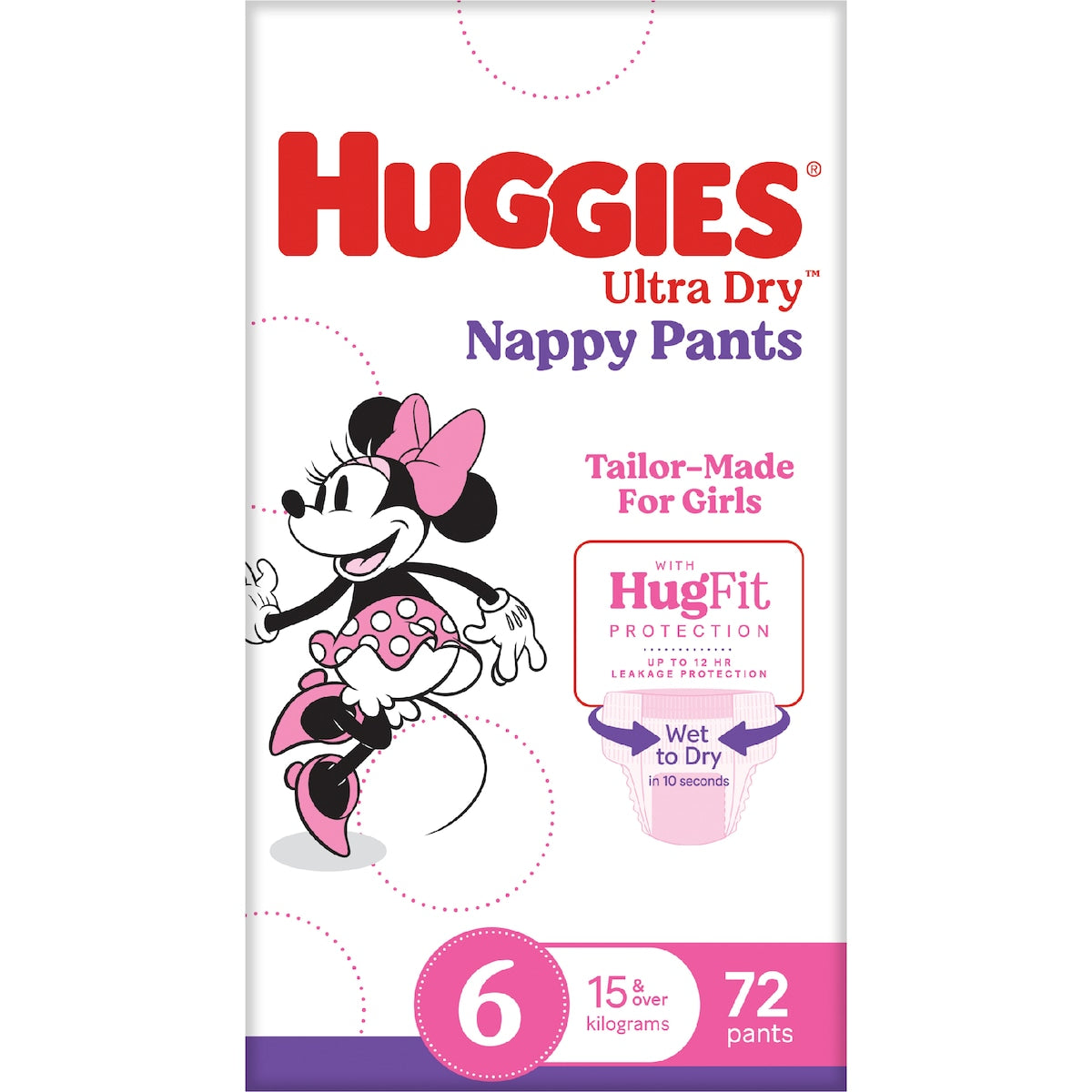Huggies Ultra Dry Nappy Pants Girls Size 6 (15+kg) 72 Pack