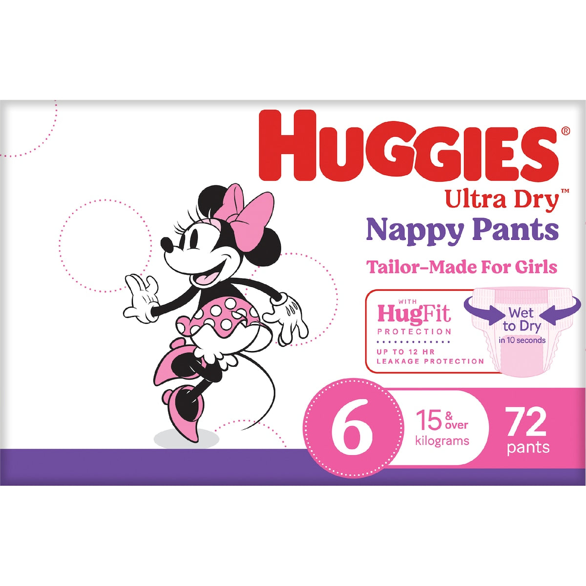 Huggies Ultra Dry Nappy Pants Girls Size 6 (15+kg) 72 Pack