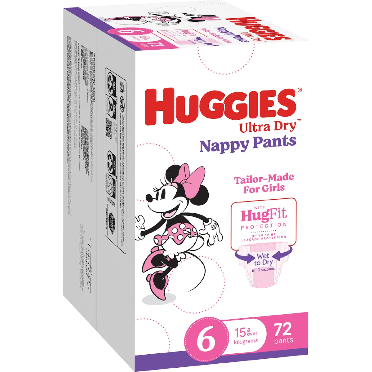 Huggies Ultra Dry Nappy Pants Girls Size 6 (15+kg) 72 Pack