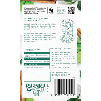 Botanica Plug In Diffuser Jasmine & Sri Lankan Cinnamon Leaf 22ml