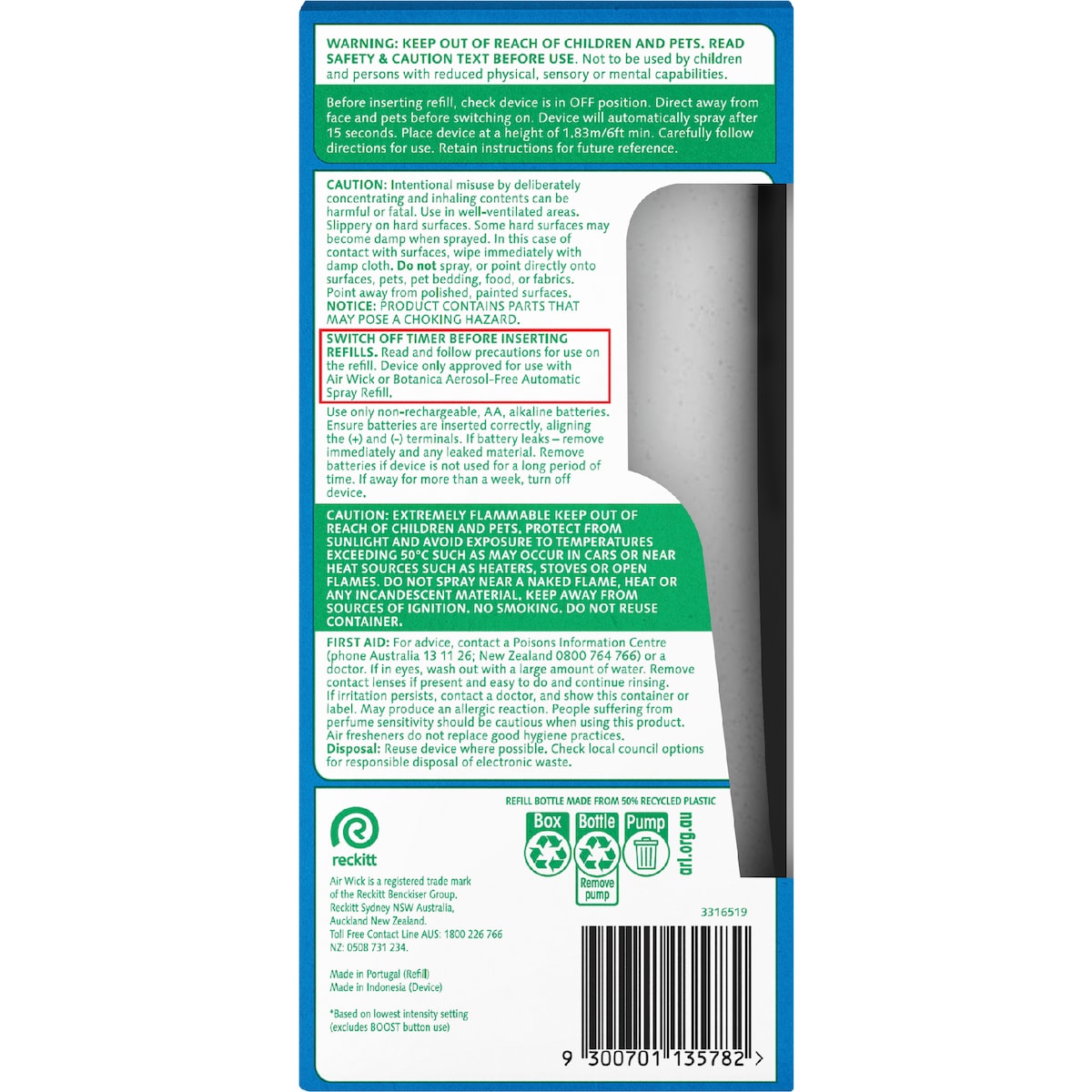 Air Wick 2x Essential Oil Auto Freshener Linen & White Orchid 228ml