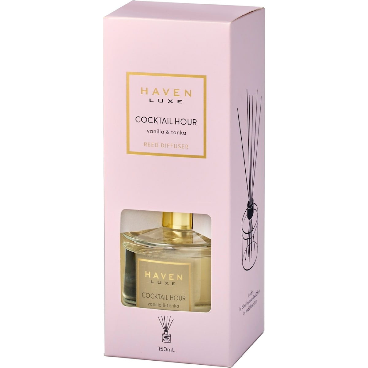 Haven Luxe Reed Diffuser Cocktail Hour Vanilla & Tonka 150ml