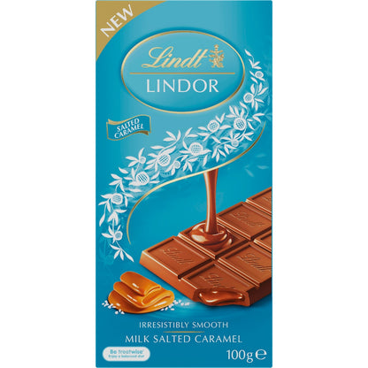 Lindt Lindor Milk Salted Caramel Chocolate Block 100g