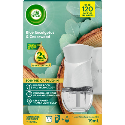 Air Wick 2x Essential Oil Eucalyptus & Cedarwood Plug In Diffuser 19ml