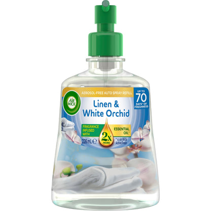 Air Wick 2x Essential Oil Freshener Auto Refill Linen & Orchid 228ml