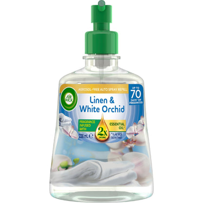 Air Wick 2x Essential Oil Freshener Auto Refill Linen & Orchid 228ml