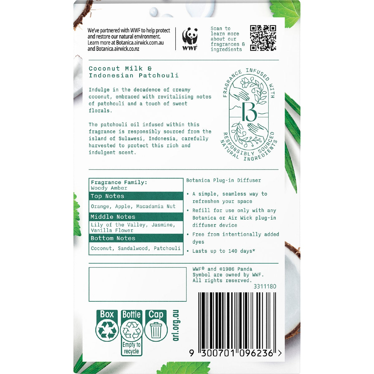 Botanica Plug In Diffuser Coconut Milk & Indonesian Patchouli 22ml