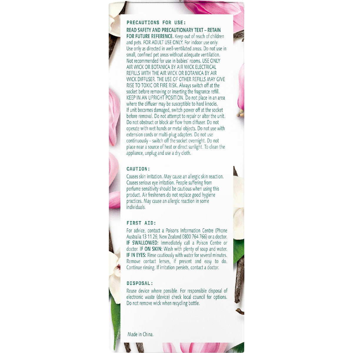 Botanica Plug In Diffuser Vanilla & Himalayan Magnolia 22ml