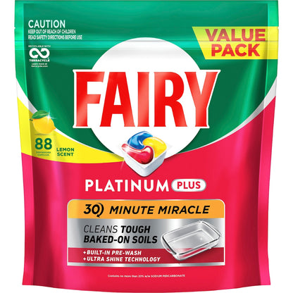 Fairy Platinum Plus Dishwasher Tablets Lemon Scent 88 Pack
