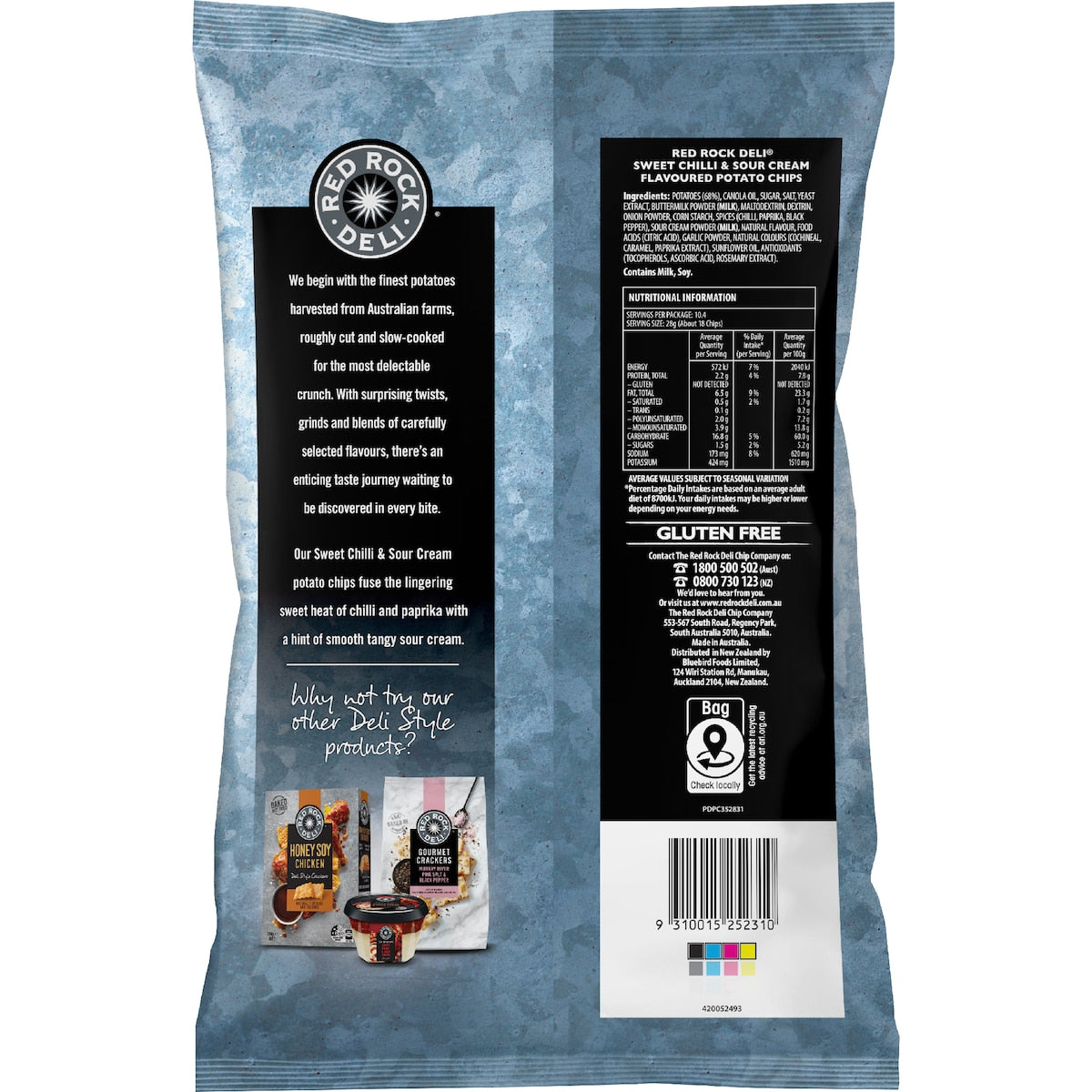 Red Rock Deli Potato Chips Party Bag Sweet Chilli & Sour Cream 290g