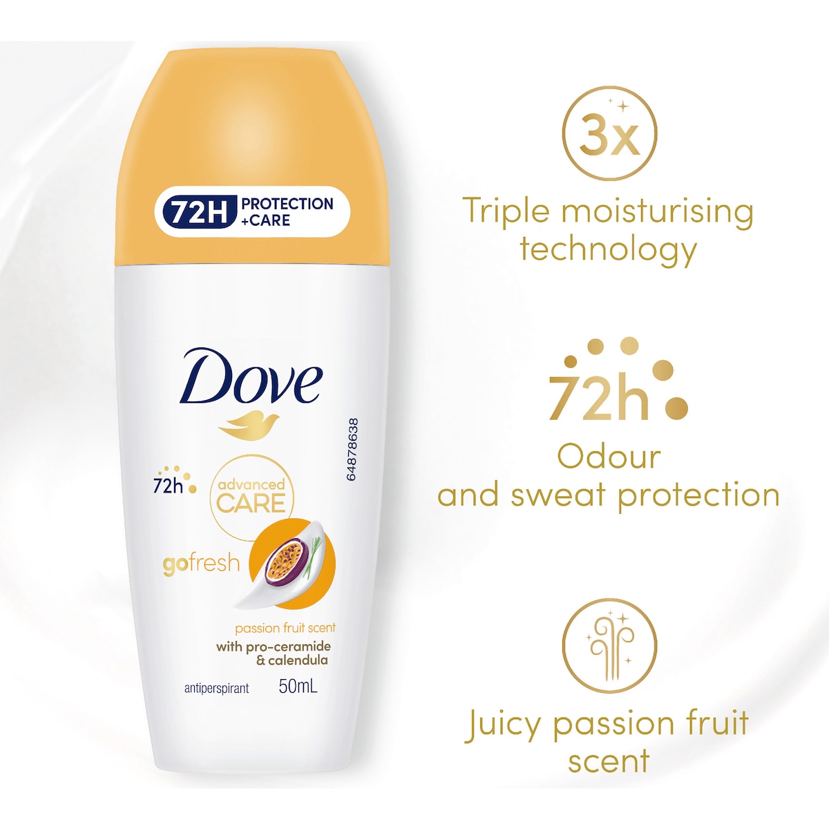 Dove Women Advanced 72hr Deodorant Roll On Passionfruit 50ml
