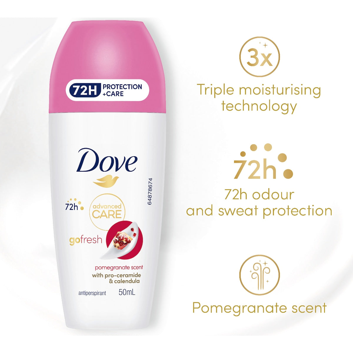 Dove Women Advanced 72hr Deodorant Roll On Pomegranate 50ml