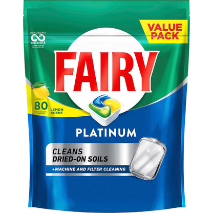 Fairy Platinum Dishwasher Tablets Lemon Scent 80 Pack