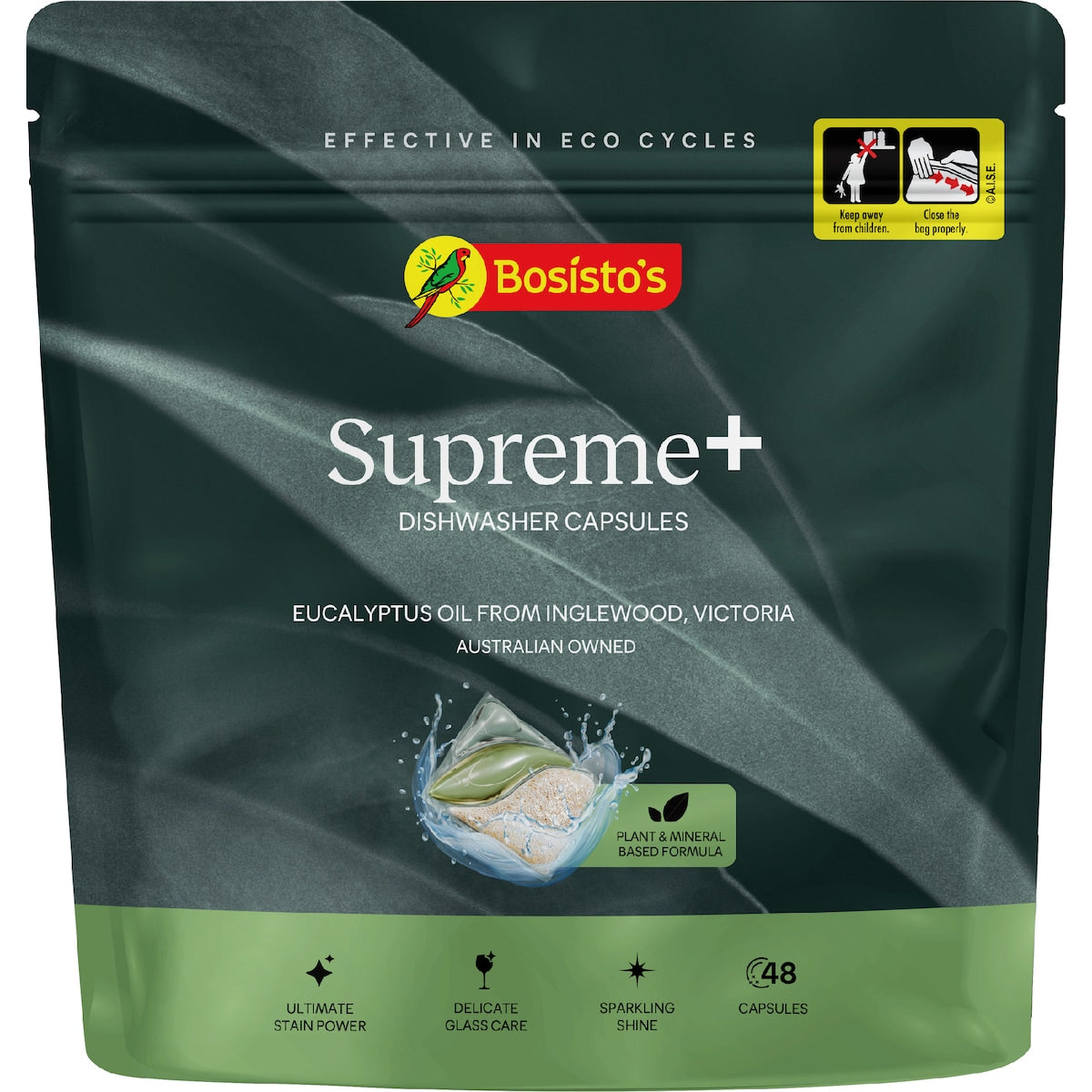 Bosistos Supreme Plus Dishwasher Capsules Eucalyptus Oil 48 Pack