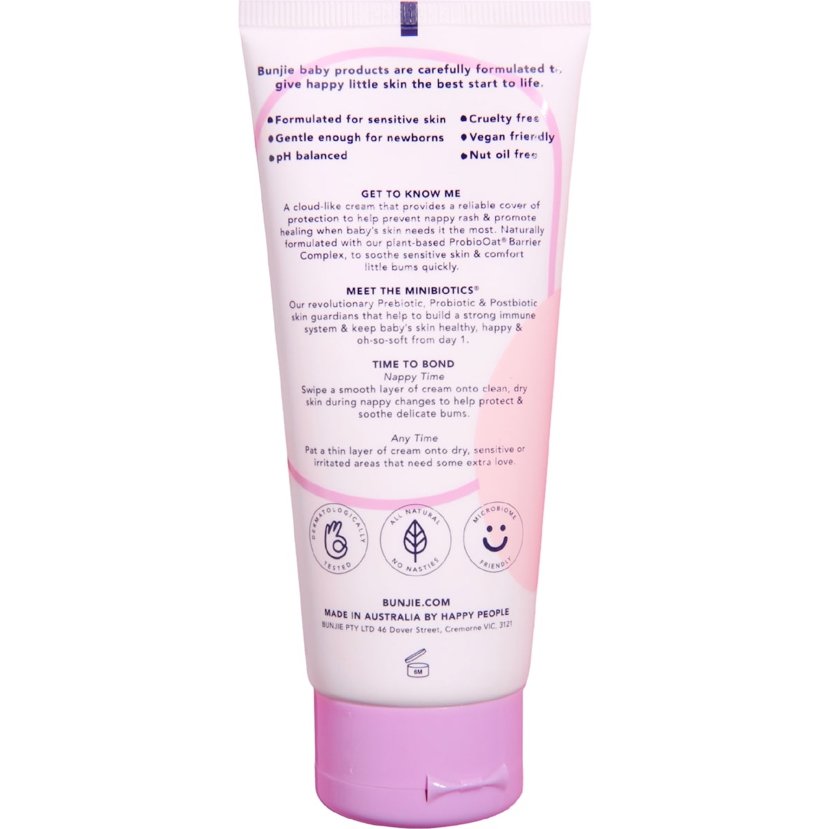Bunjie Baby Nappy Barrier Cream Sensitive & Fragrance Free 250g
