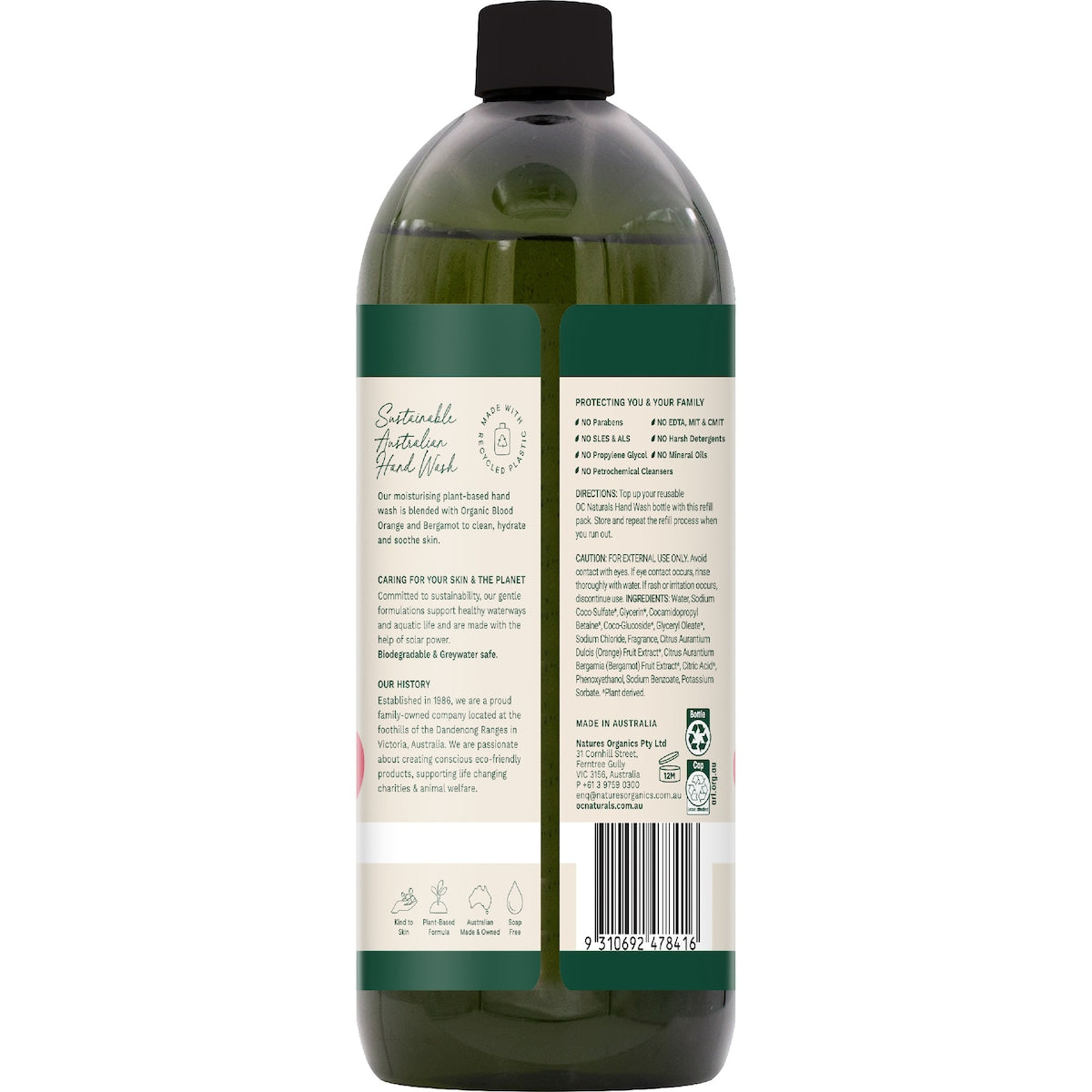 Oc Naturals Hand Wash Refill Blood Orange & Bergamot 1l