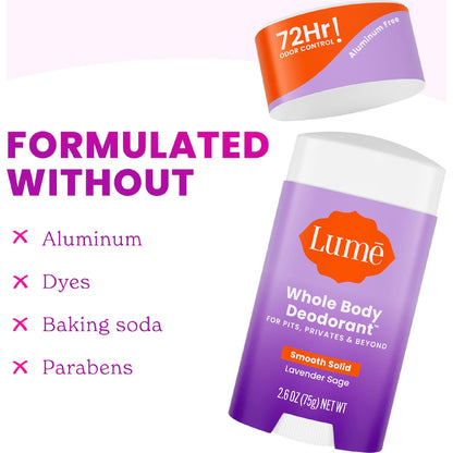 Lume Whole Body Deodorant Stick Lavender Sage 75g