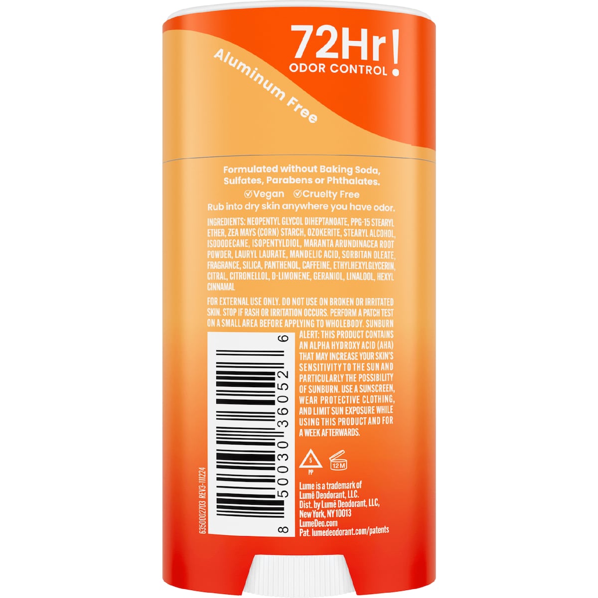 Lume Whole Body Deodorant Stick Clean Tangerine 75g