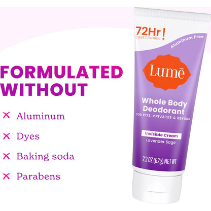 Lume Whole Body Deodorant Cream Lavender Sage 62g