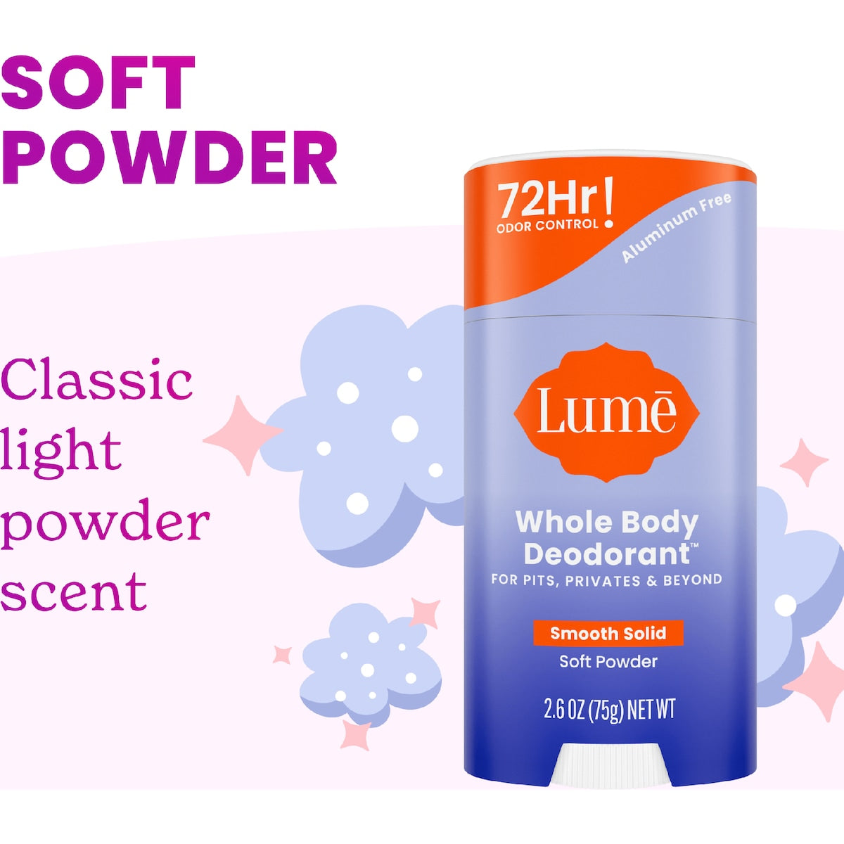 Lume Whole Body Deodorant Stick Soft Powder 75g