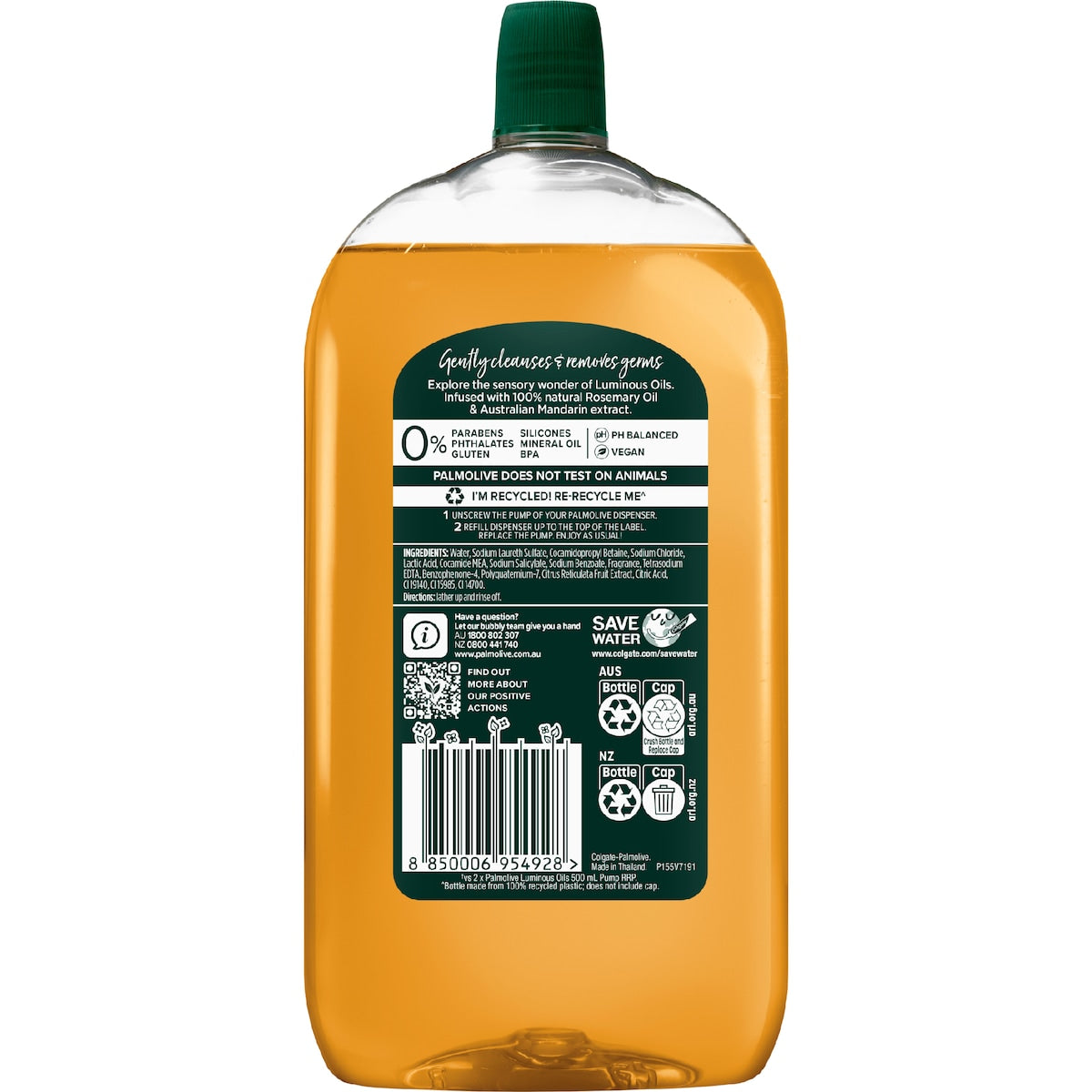 Palmolive Hand Wash Luminous Oils Refill Mandarin & Rosemary 1l