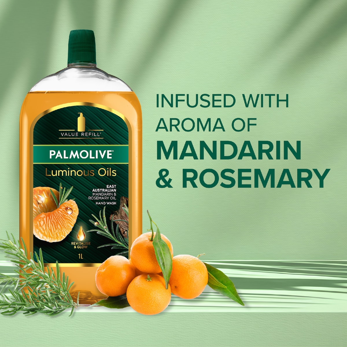 Palmolive Hand Wash Luminous Oils Refill Mandarin & Rosemary 1l