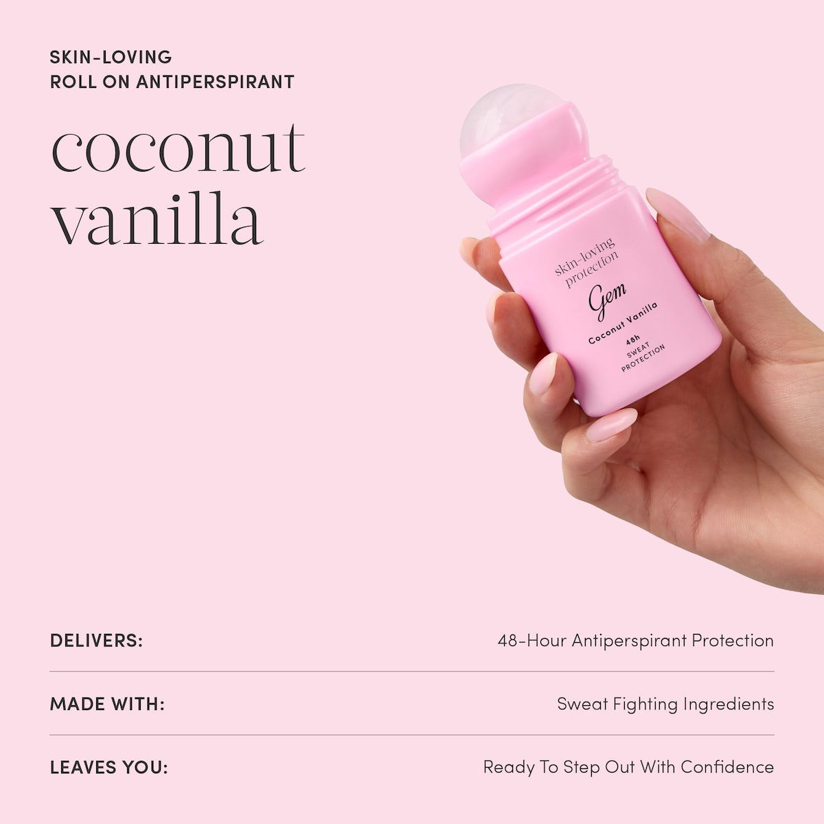 Gem Roll On Deodorant Coconut Vanilla 50ml